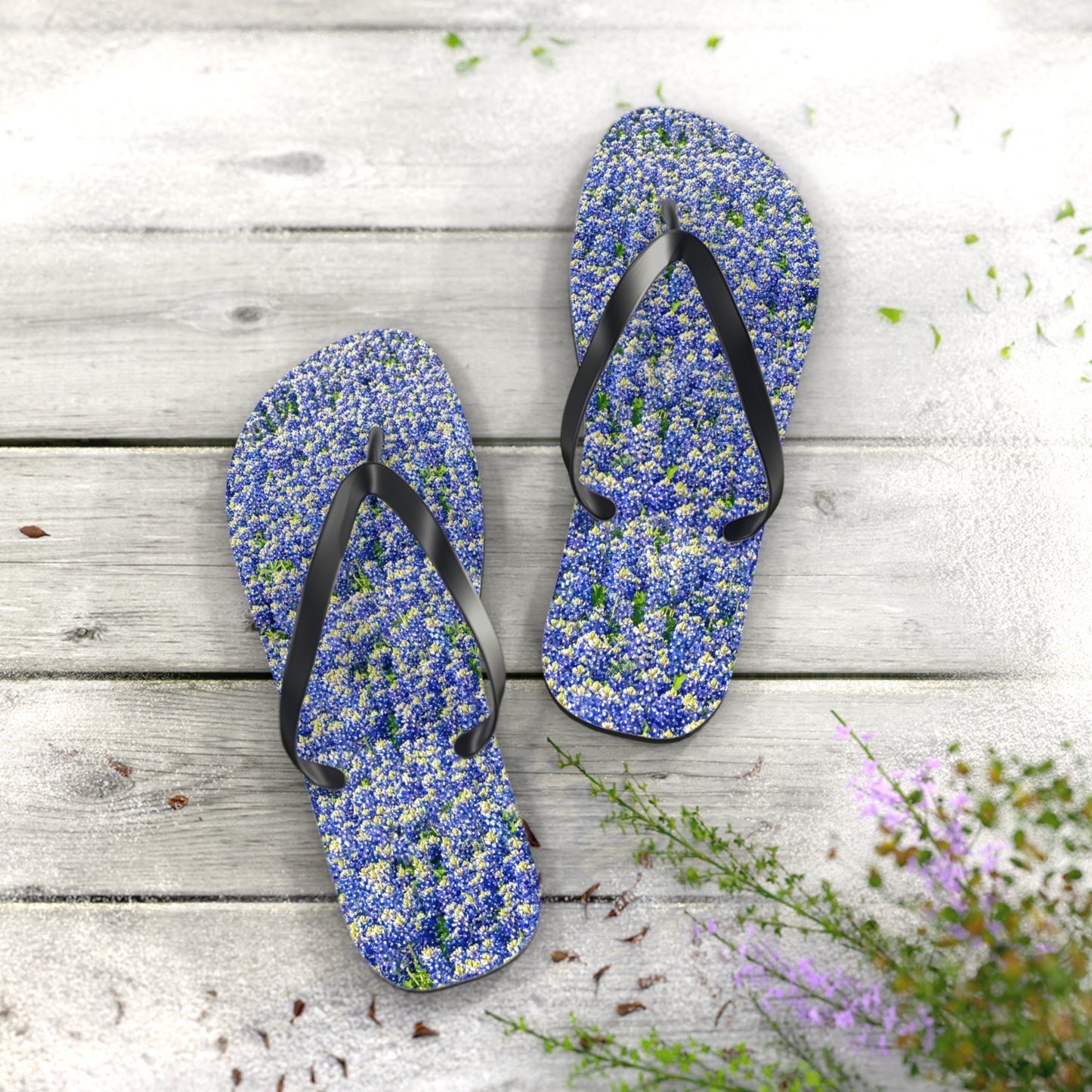 Texas Bluebonnet Flip Flops