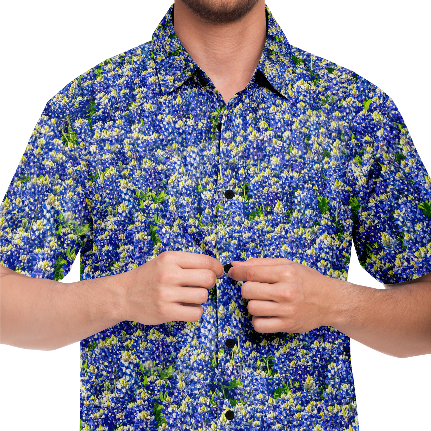 Texas Bluebonnets Short Sleeve Button Down Shirt