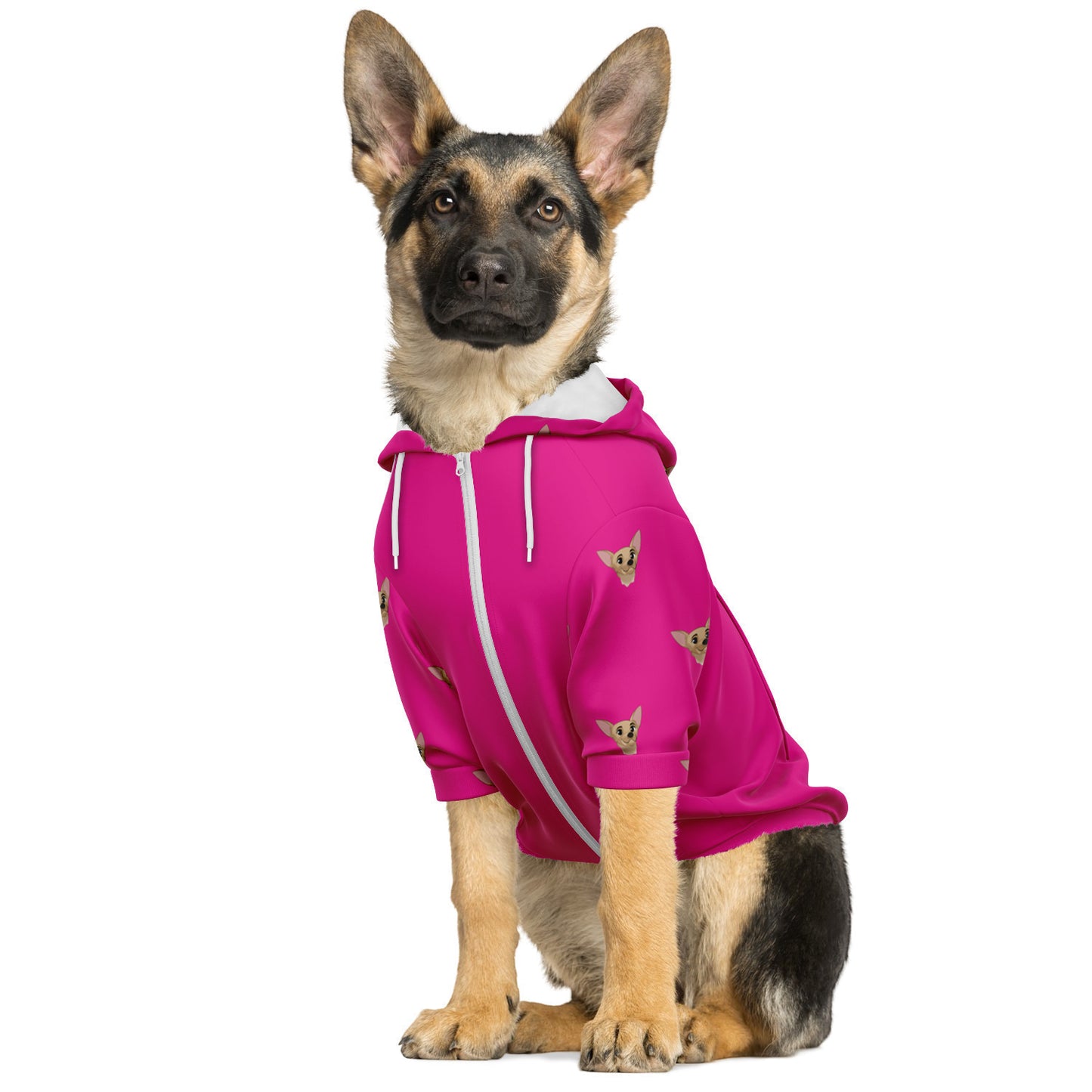 Barbiecore Pink Dog Zip-Up Hoodie