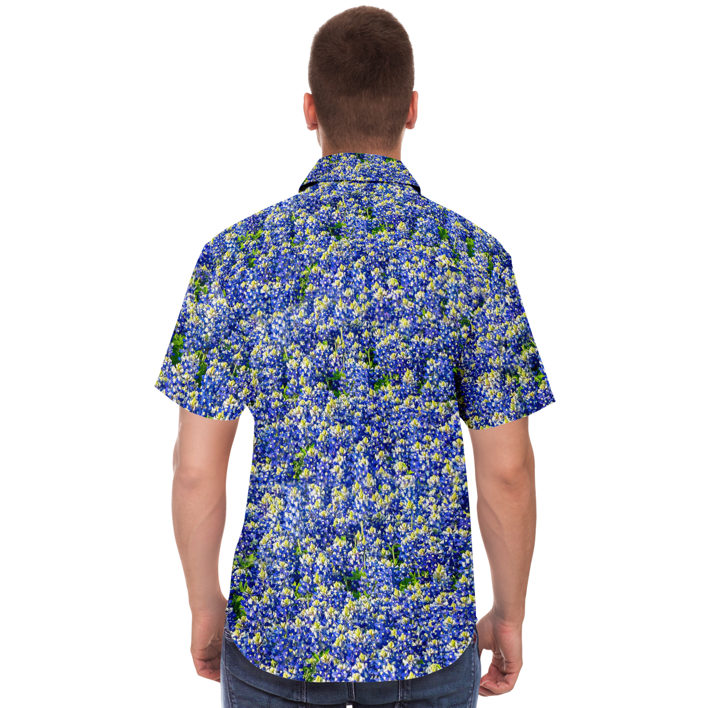 Texas Bluebonnets Short Sleeve Button Down Shirt