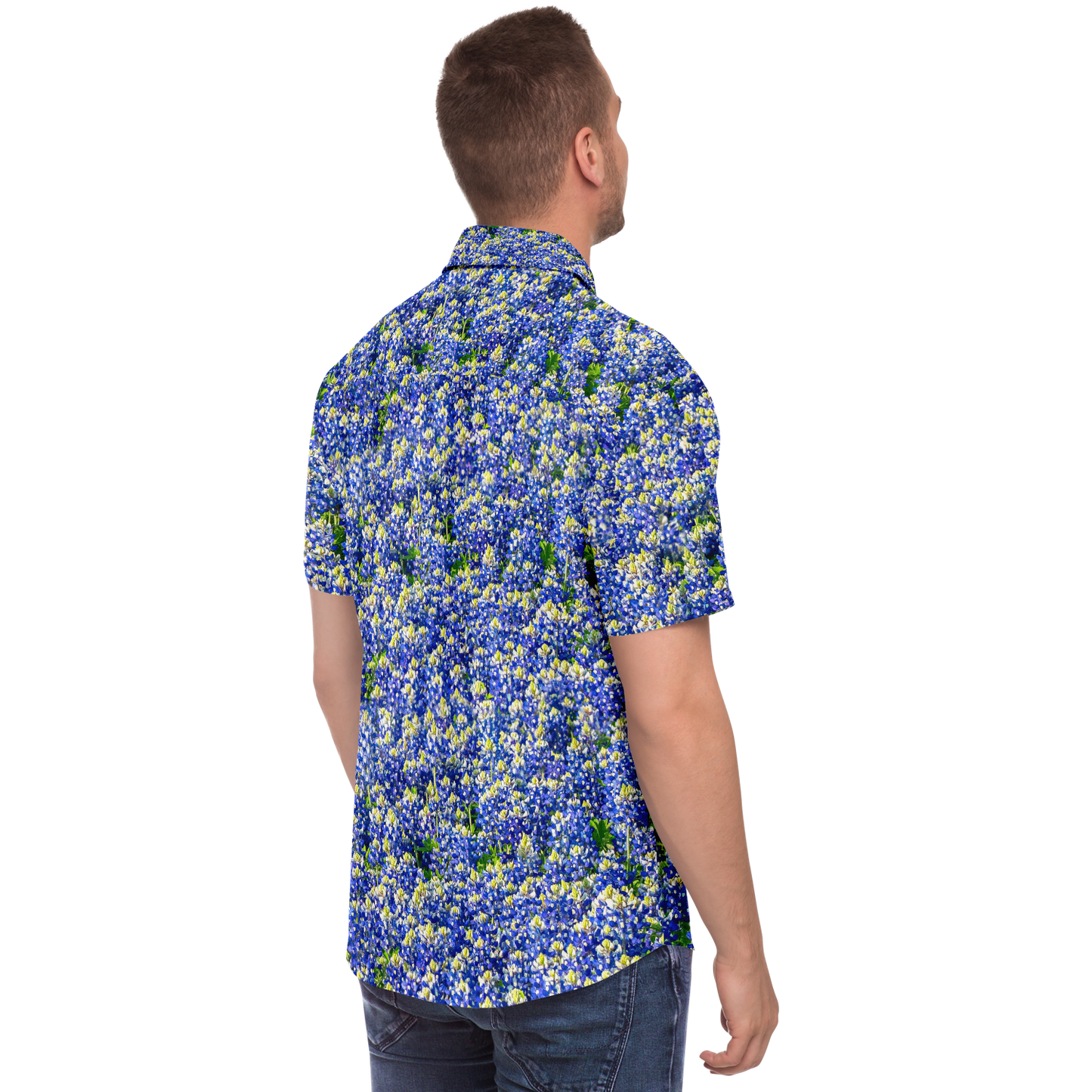 Texas Bluebonnets Short Sleeve Button Down Shirt