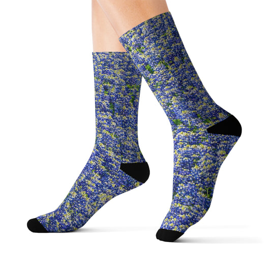 Fleece-lined Texas Bluebonnets Socks