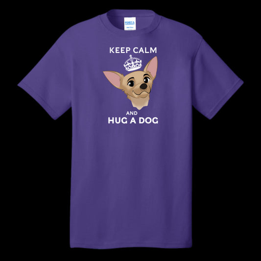 Purple Keep Calm and Hug A Dog Short-sleeved Cotton Unisex T-shirt