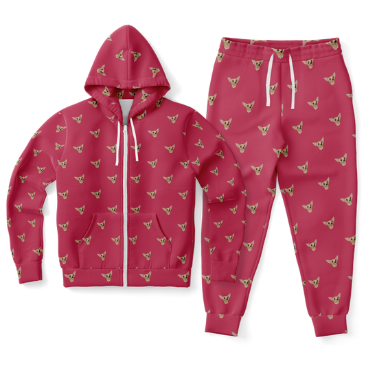 Viva Magenta Fashion Zip Hoodie & Jogger